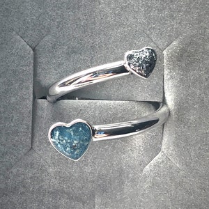 Sterling Silver Ashes Memorial Adjustable Double Heart Ring image 6