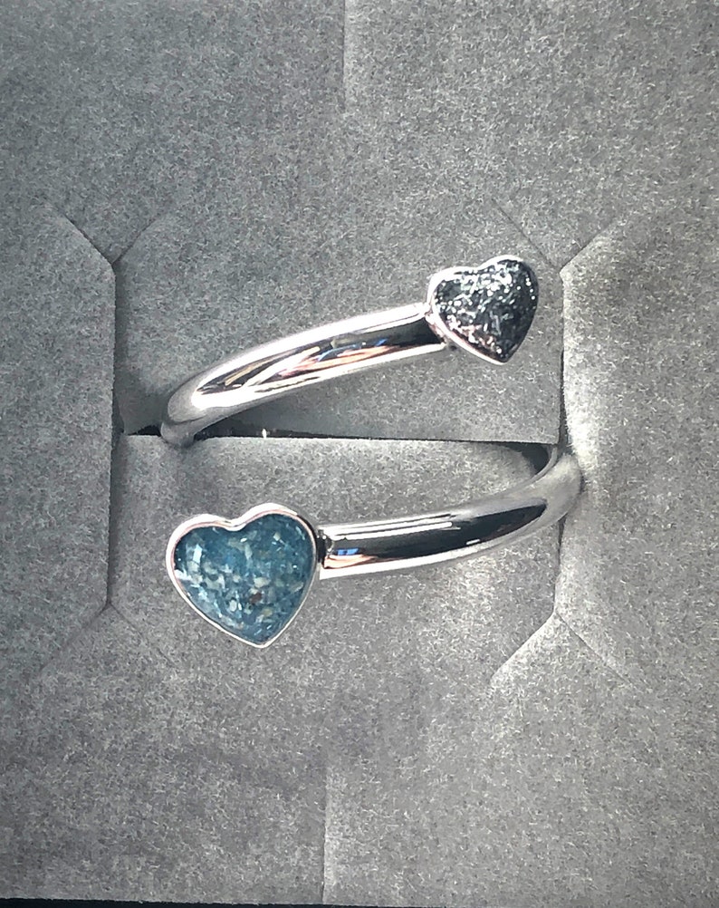 Sterling Silver Ashes Memorial Adjustable Double Heart Ring image 6