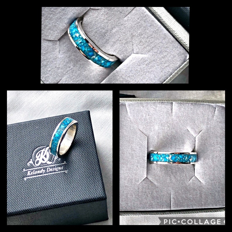 Sterling Silver Genuine Turquoise Inlay Ring image 8