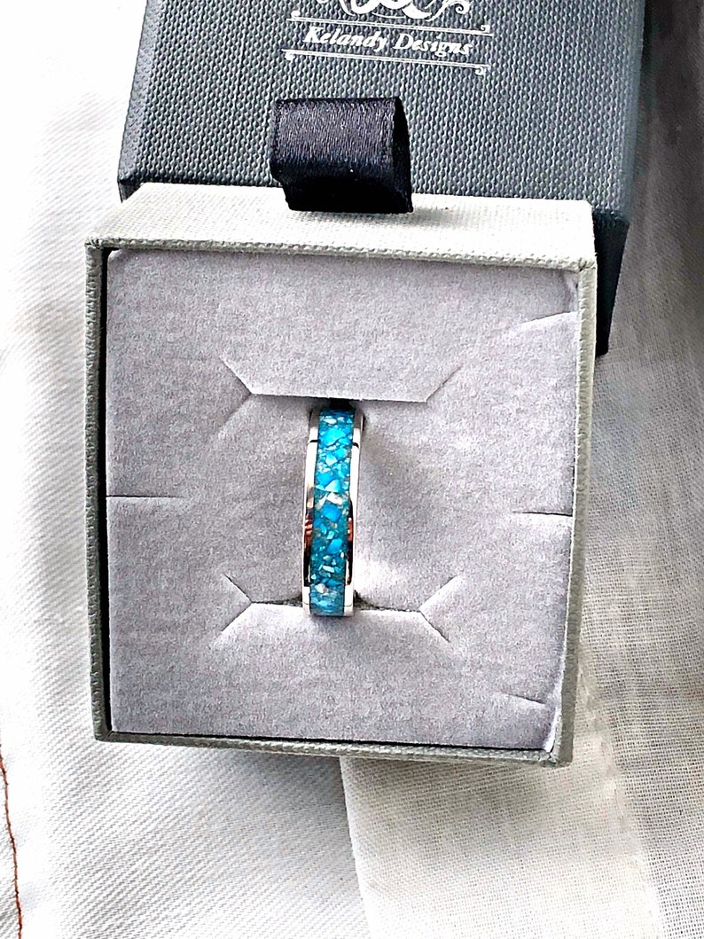 Sterling Silver Genuine Turquoise Inlay Ring image 4