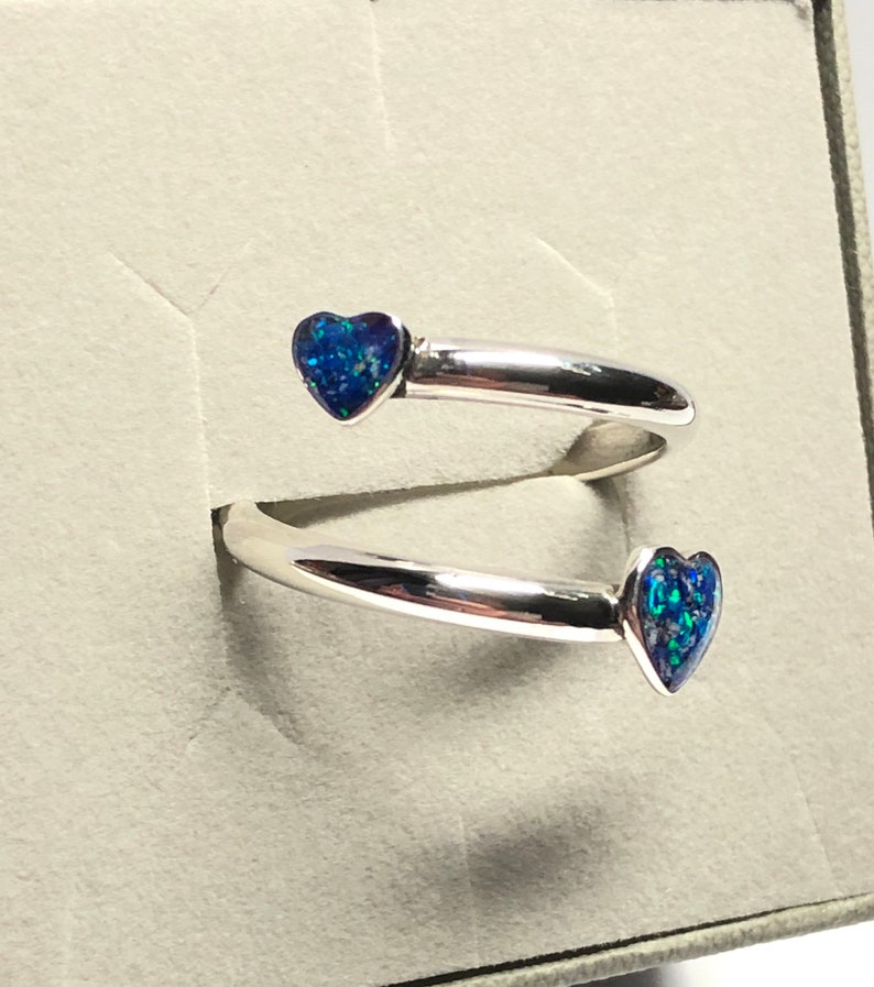 Sterling Silver Ashes Memorial Adjustable Double Heart Ring image 1