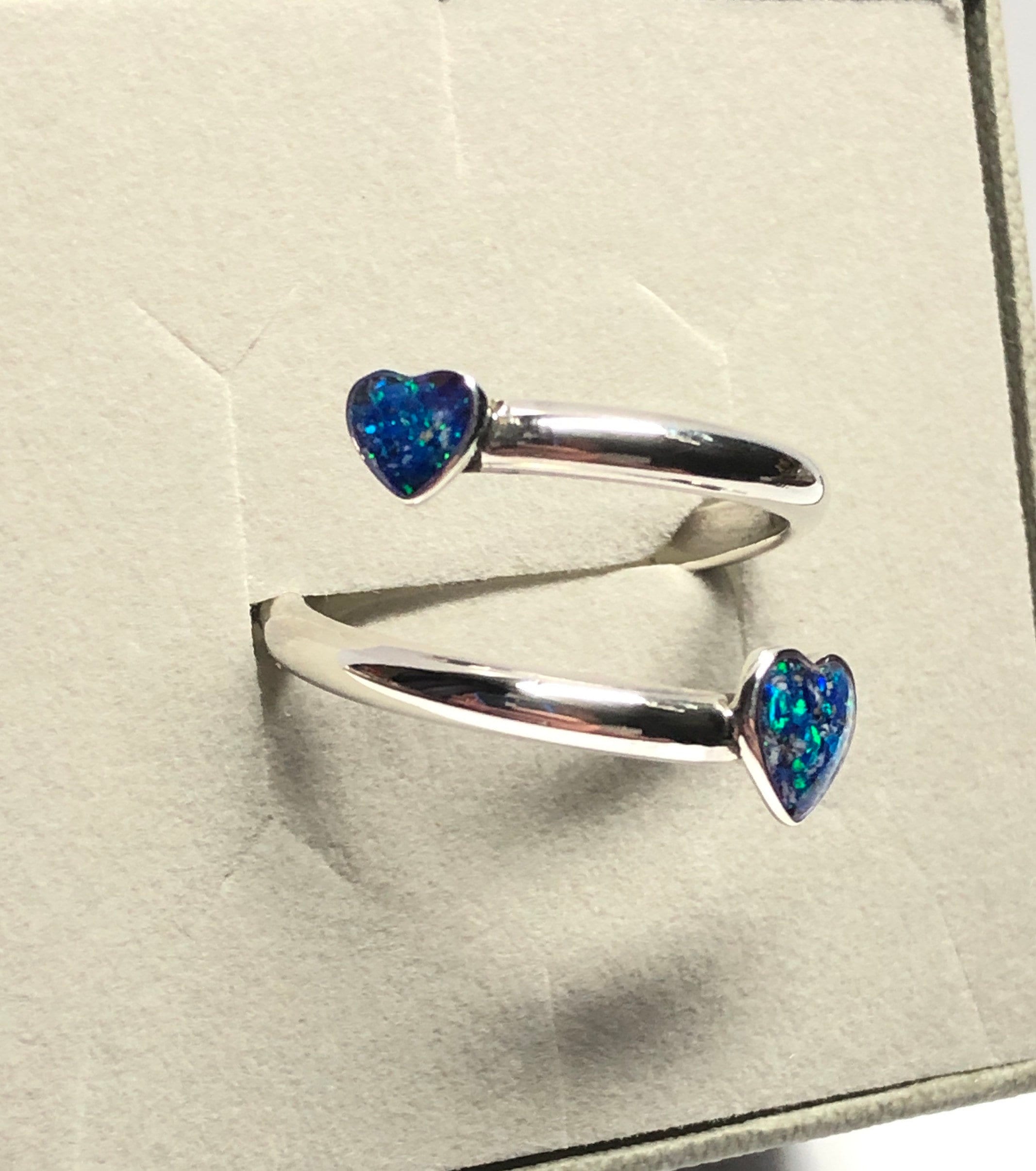 Sterling Silver Ashes Memorial Adjustable Double Heart Ring