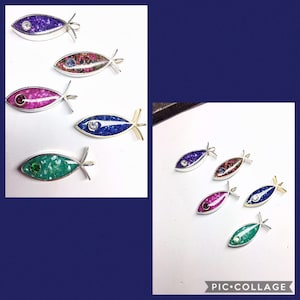 Handmade Sterling Silver Blue Fish Pendant Necklace with Topaz Eye