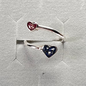 Sterling Silver Ashes Memorial Adjustable Double Heart Ring image 7