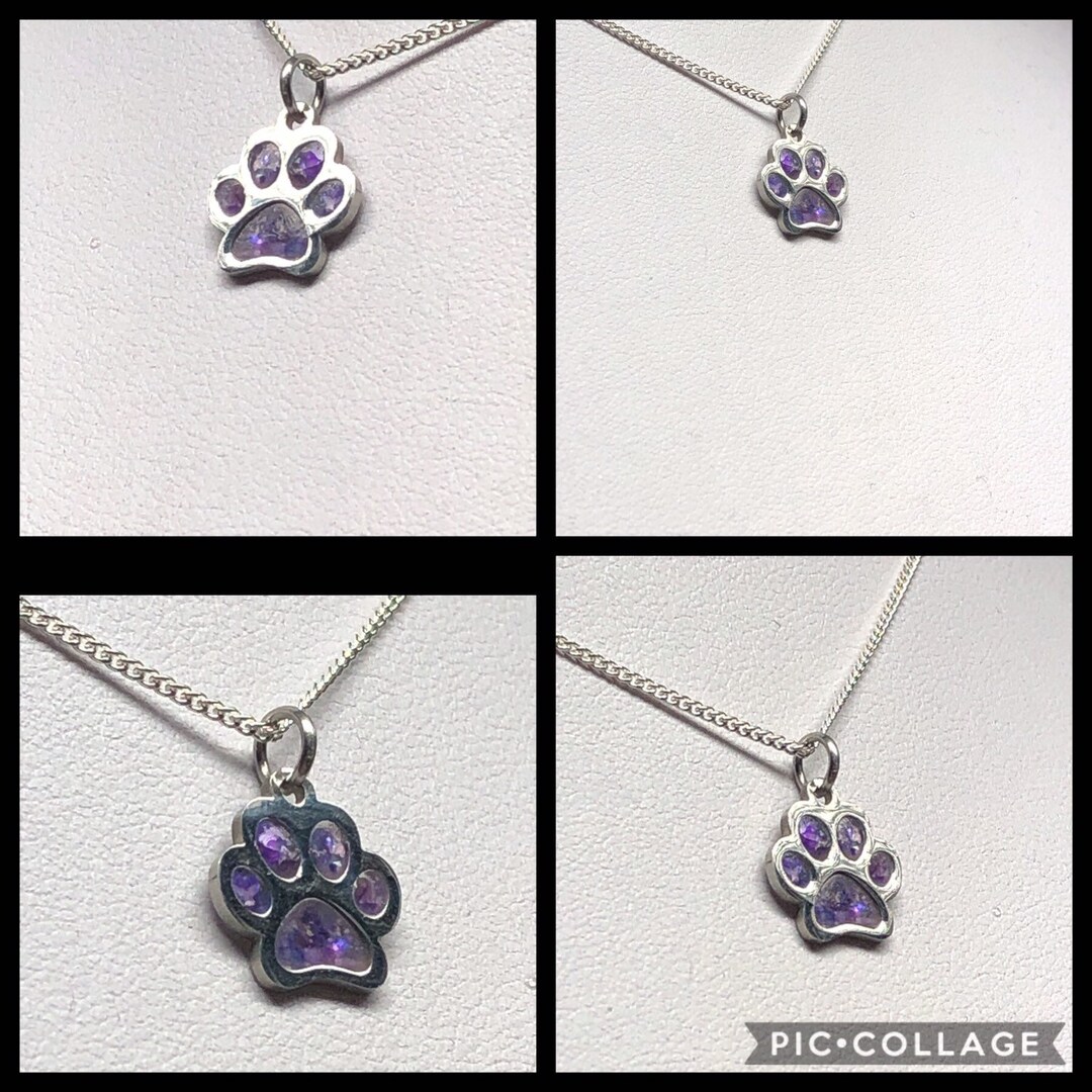 Cremation Ashes Memorial Dog Paw Cat Paw Necklace. Keepsake Jewelry ...
