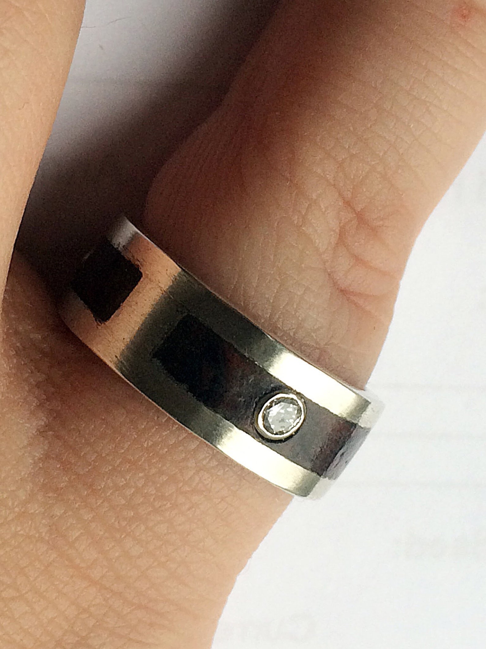 Sterling Silver Wood Inlay Satin Finish Double Gallery Ring. - Etsy