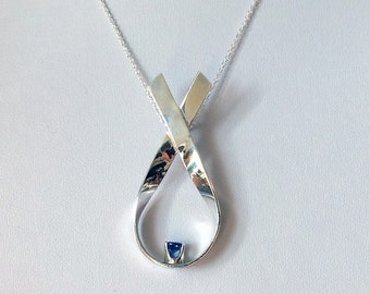 Sterling Silver Crossover Ribbon Necklace