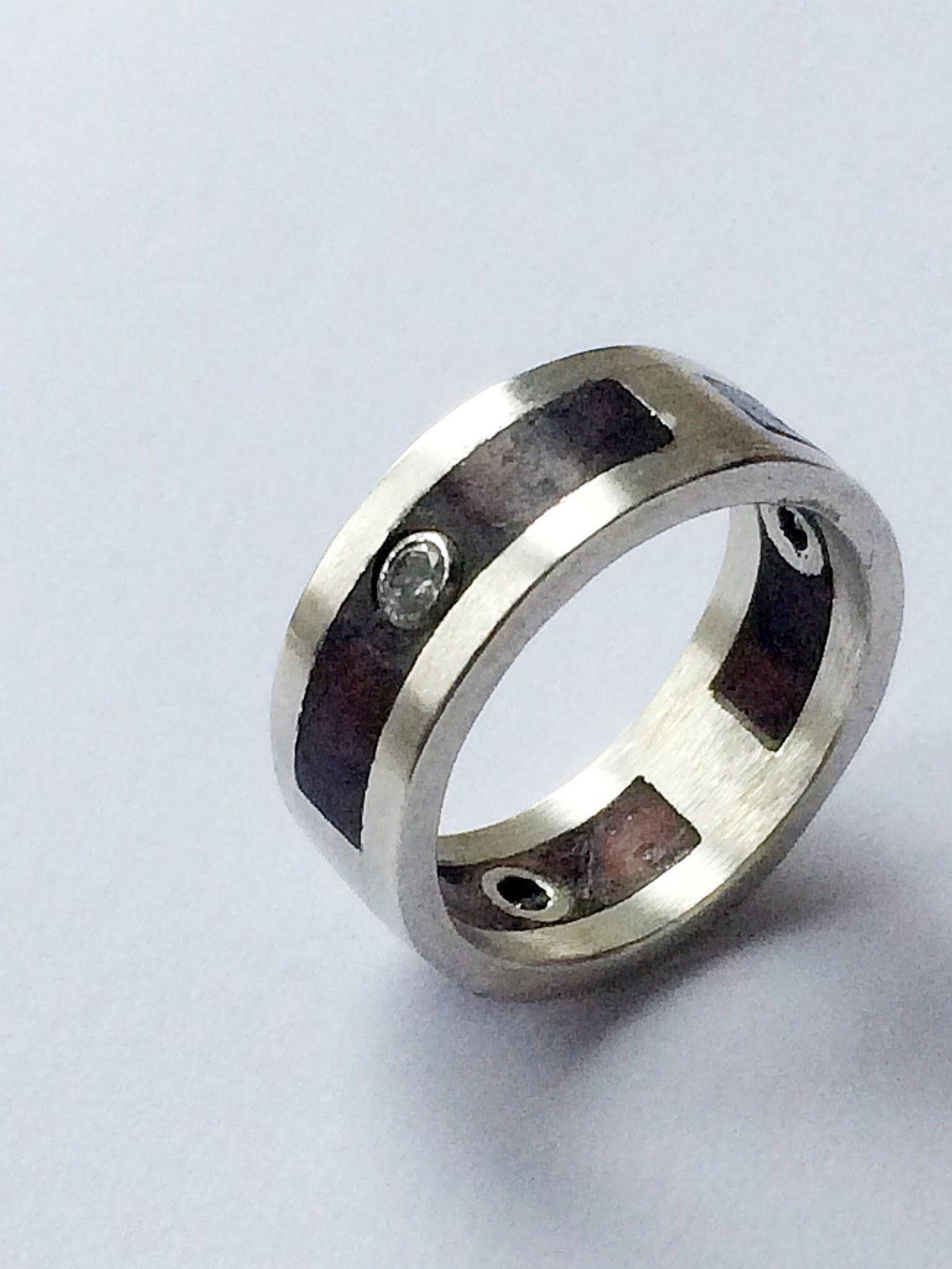 Sterling Silver Wood Inlay Satin Finish Double Gallery Ring. - Etsy