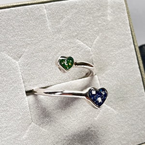 Sterling Silver Ashes Memorial Adjustable Double Heart Ring image 4