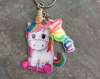 Zipper Pull Bag Charm Unicorn Zipper Charm Kids Zipper Helper Pink and White Key Chain Accessory