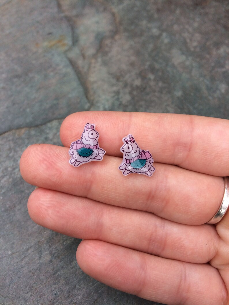 Llama earrings. Llama jewelry. Kids earrings. Allergy free Etsy