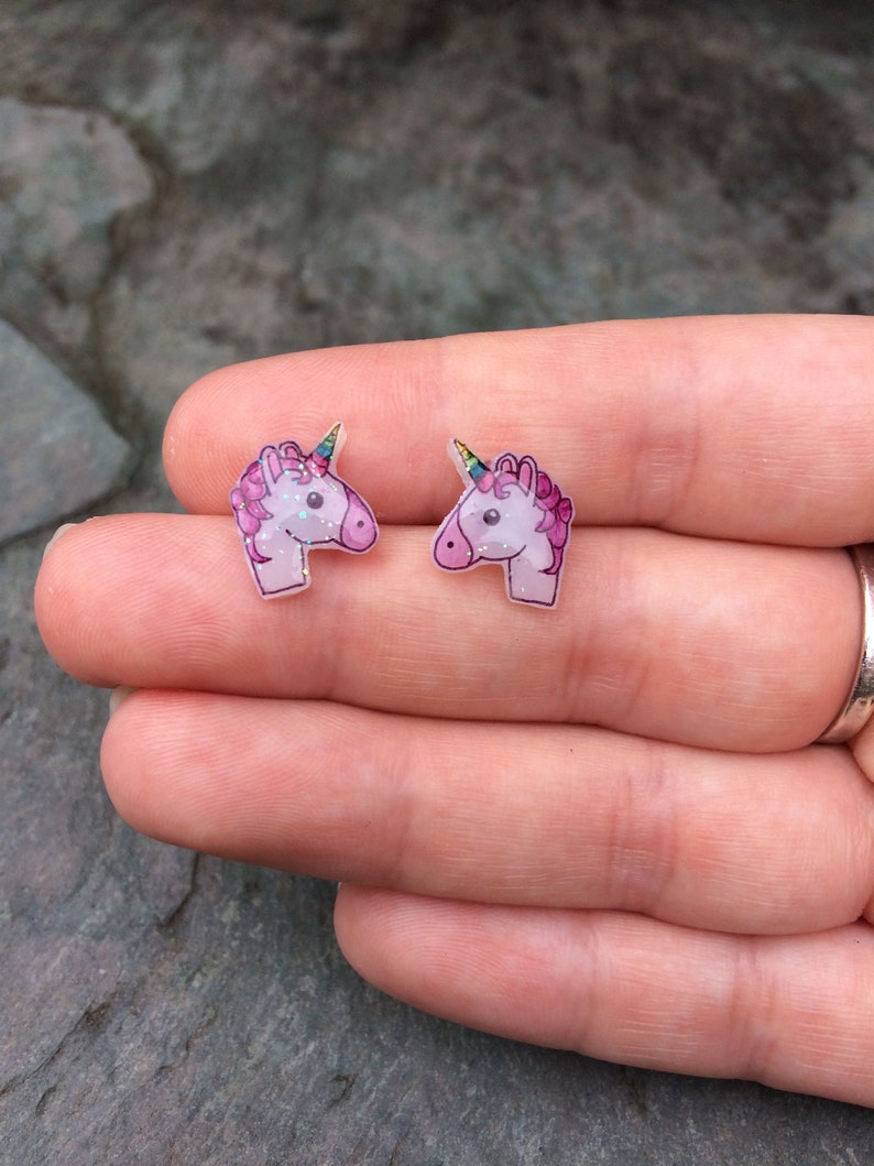 Unicorn Earrings. Emoji Unicorn. Girls Stud Earrings. Unicorn Etsy