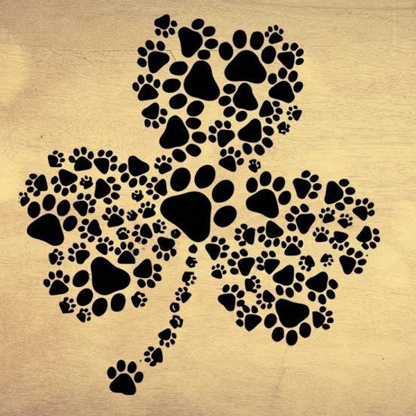 Paw Print Shamrock, Digital File, Instant Download, Svg, png, dxf, eps, St. Patty's