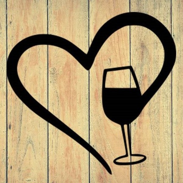 Heart of wine digital file, instant download, svg, png, dxf, eps, pdf, heart with wine glass