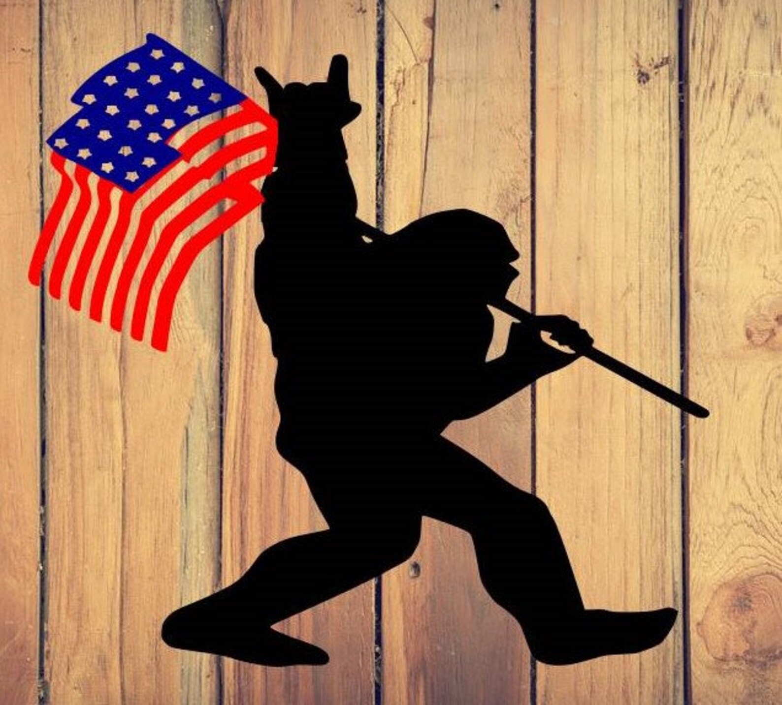 Bigfoot Carrying Colored American Flag Digital File Instant - Etsy