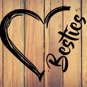 Half heart Besties digital file, instant download, svg, pdf, eps, dxf, png