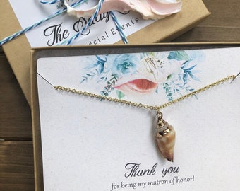 Beach Wedding Shell Necklace: Matron of Honor Bridal Party Gift