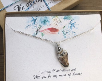 Maid of Honor Gift Necklace, Be My Bridesmaid, Beach Wedding Gift, Maid of Honor Proposal, Bridal Party Jewelry, Maid Of Honor Jewelry