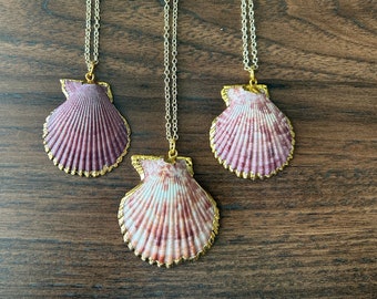Purple Scallop Shell Necklace