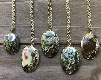 Collar de concha de abulón verde: joyería bohemia playera de sirena