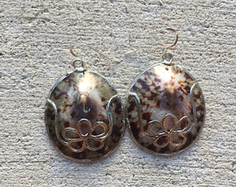 Shell Statement Earrings: Sterling Silver Turtle Limpet Shell, Boho Coastal Jewelry