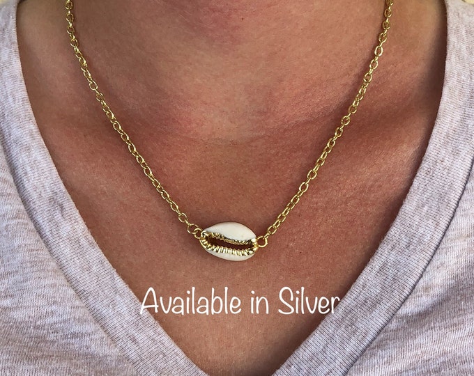 Silver OR Gold Finished Cowrie Shell Necklace