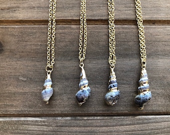 Collar pequeño de conchas negras: joyería bohemia de playa