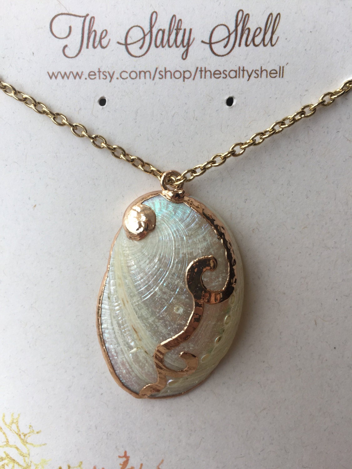 green abalone shell necklace (1 available) - FlorenceJewelshop