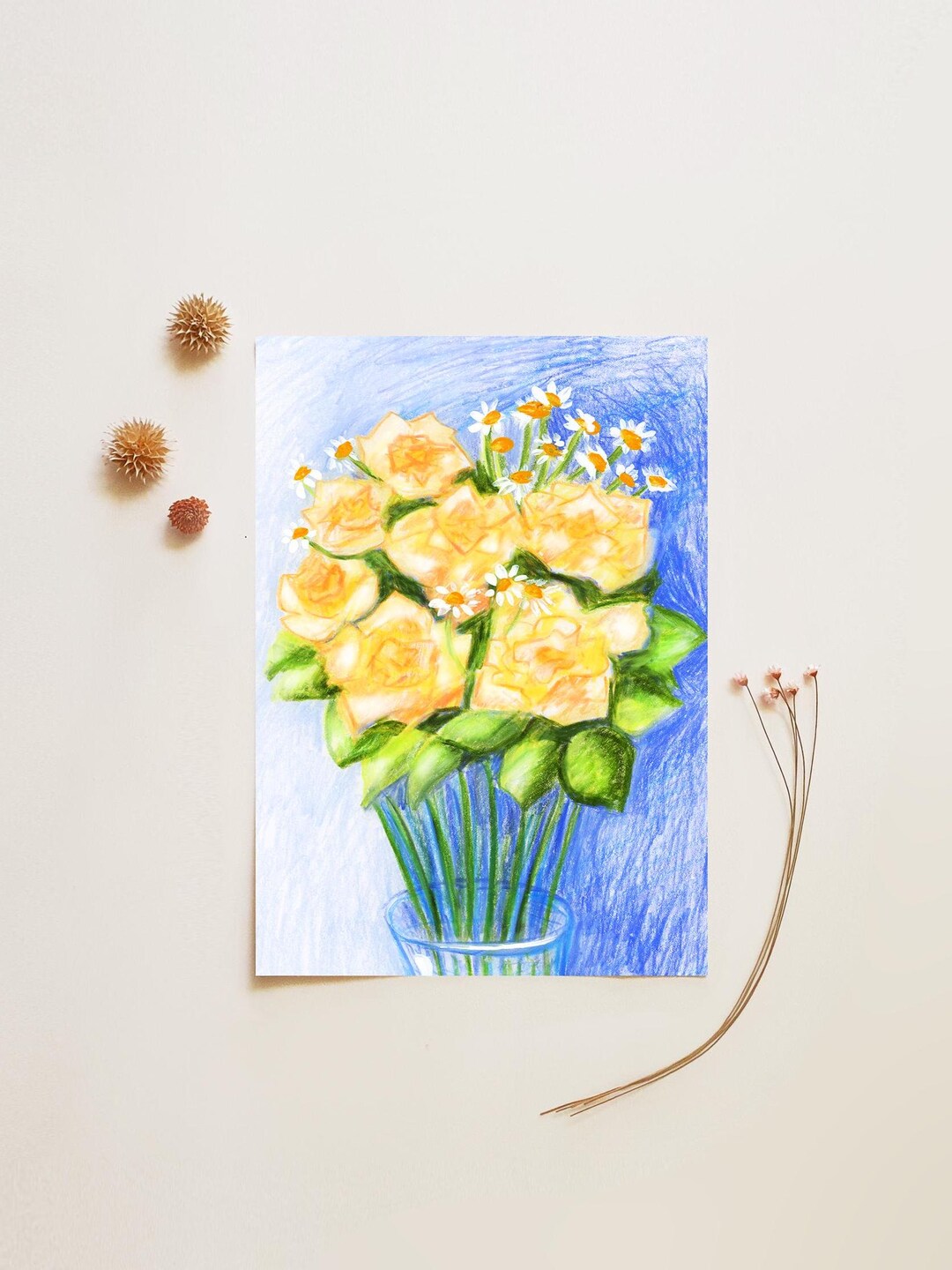 Orange Rose Bouquet Postcard, 4x6 Expressive Floral Art Print - Etsy