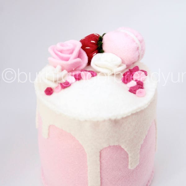 Mini Felt Drip Cake, Play Food, Felt Pretend Food, Play Cake, Pretend Play, Birthday Cake, Tea Party, Photo Prop, Pink, Gift