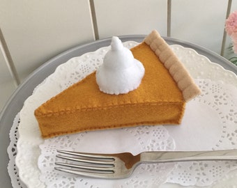 Pumpkin Pie, play food, felt food, felt pie, thanksgiving toy, pretend play, thanksgiving, play kitchen, bakery toy