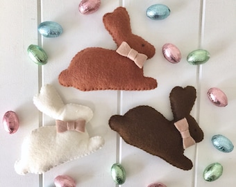 Felt Chocolate Bunny, Easter Rabbit, Easter Bunny, Easter Gift, Chocolate, Easter Food, Play food, Felt food, Pretend Play