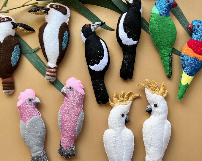 Felt Australian Bird Ornament: Handmade Plush Hanging Decor. Cockatoo ...