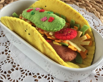 Felt Play Food, Beef Taco, Pretend Play, Mexican Food, Children's Gift, Perfect for Play Kitchen, Felt Taco