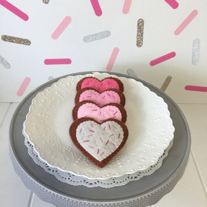 Felt Play Food Heart Biscuits Sugar Cookies Chocolate Pink image 4