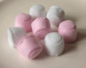 Felt Marshmallows: Pink & White Pretend Play Food Set