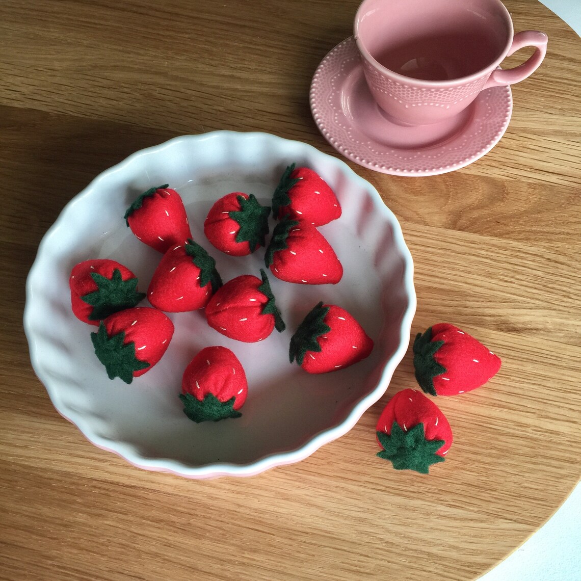 Felt Play Food Strawberries Felt Fruit Healthy Food Pretend Etsy