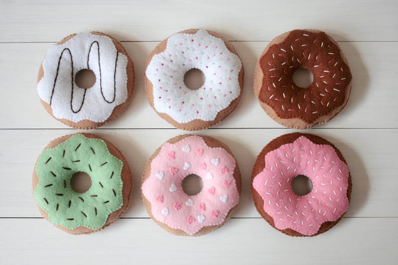 Felt Donuts Set of 6 Donuts for Pretend Play Pretend Food Etsy