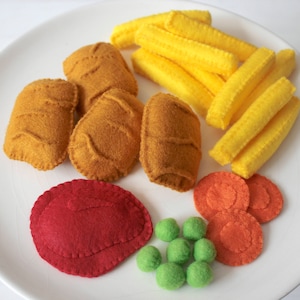 Felt Chicken Nuggets and Chips, Felt Play Food Set, Felt Kids Meals, Plush Toys,  Pretend Play, Perfect for Play Kitchen