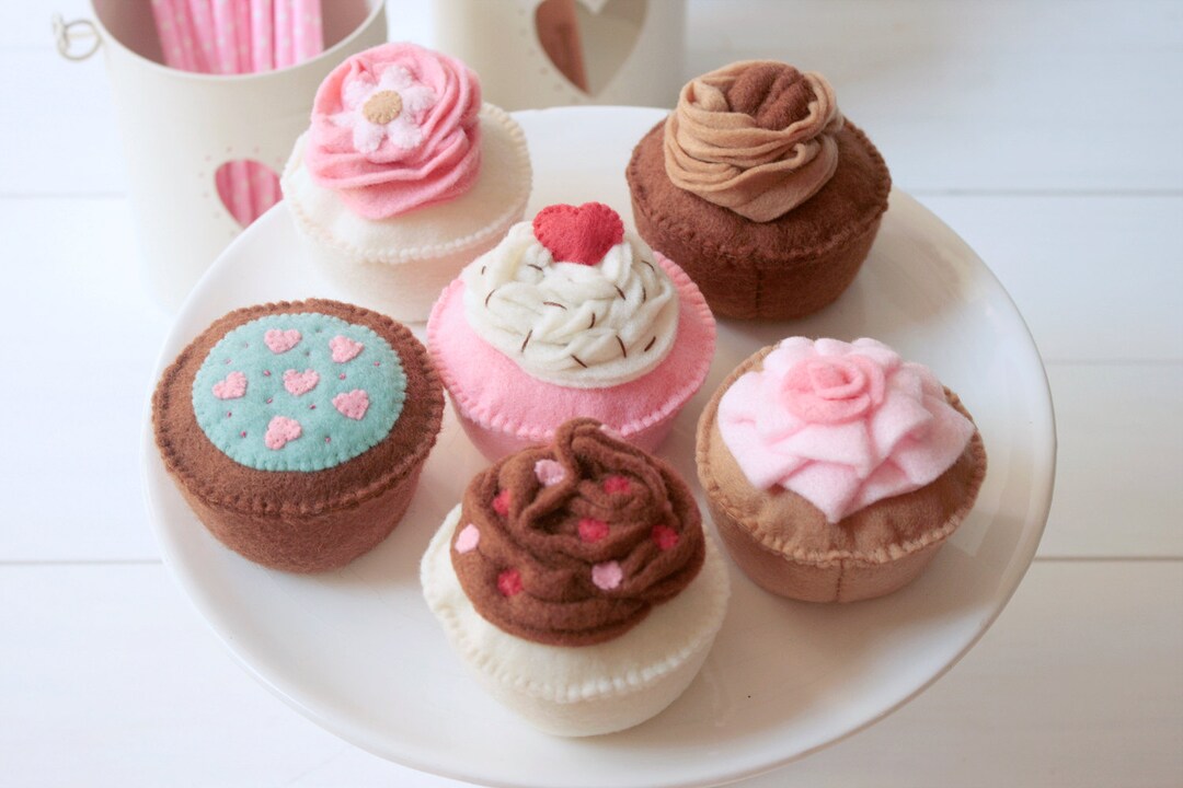 Felt Cupcakes, Play Food, Pretend Food, Play Cupcakes, Felt Food