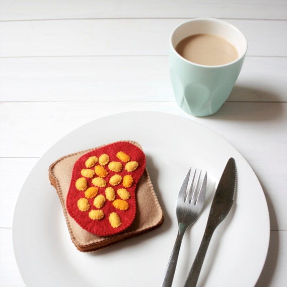 Felt Baked Beans on Toast Pretend Food Play Food Felt Etsy