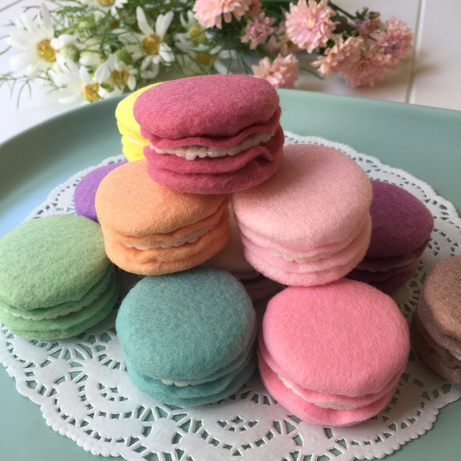 Felt Macarons Pretend Food Macaron Play Food Tea Party Etsy