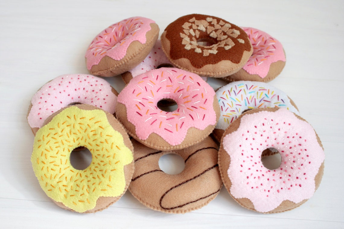 Felt Donuts Set of 3 Donuts for Pretend Play Felt Food Etsy
