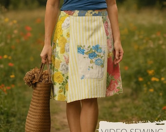 Naai-tutorial patchwork wikkelrok: zelf upcycled kleding (video)