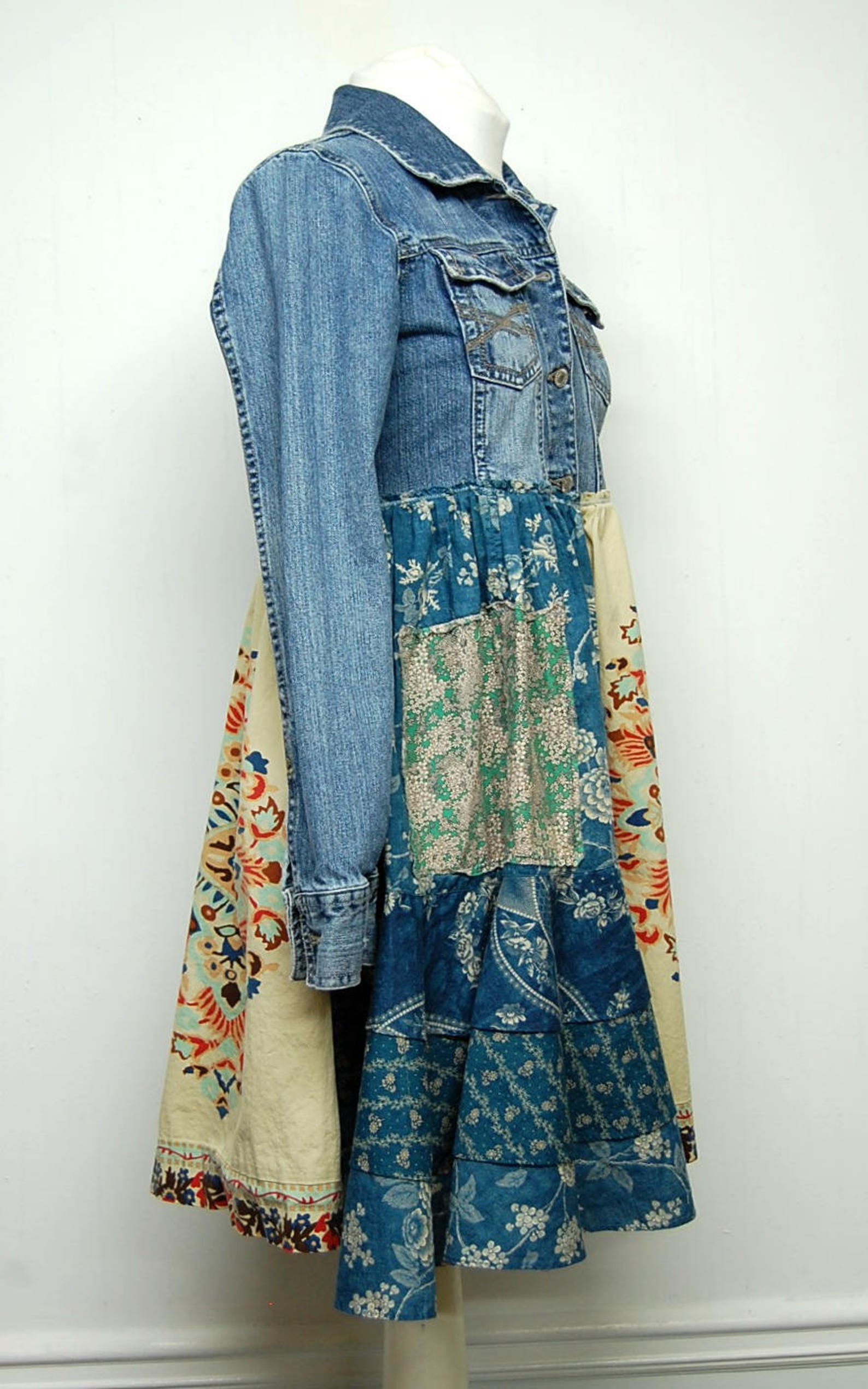 Long Boho Jacket Long Hippie Jacket Long Denim Jacket Boho Etsy