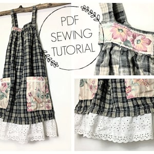 Crossback Apron Tutorial - Apron DIY - Sewing DIY- Japanese Apron Tutorial - Upcycled Clothing - This is a tutorial, not a pattern