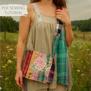 Tutorial de costura de bolso de patchwork bohemio: Bolso bandolera reciclado (PDF)