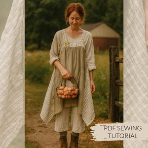 Upcycled Kittelkleid Nähanleitung: Loose Fit Schürzenkleid (PDF)