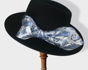 Hat Bands for Women - Boho Hat Band - Hat Decoration - Hat Feather - Gold and Blue Hat Accessories for Women - Upcycled