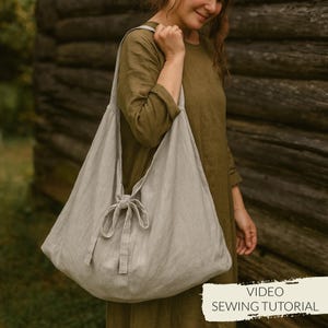 Baggy Linen Tote Video Nähanleitung: Upcycled Kleidung DIY (PDF) Bild 1